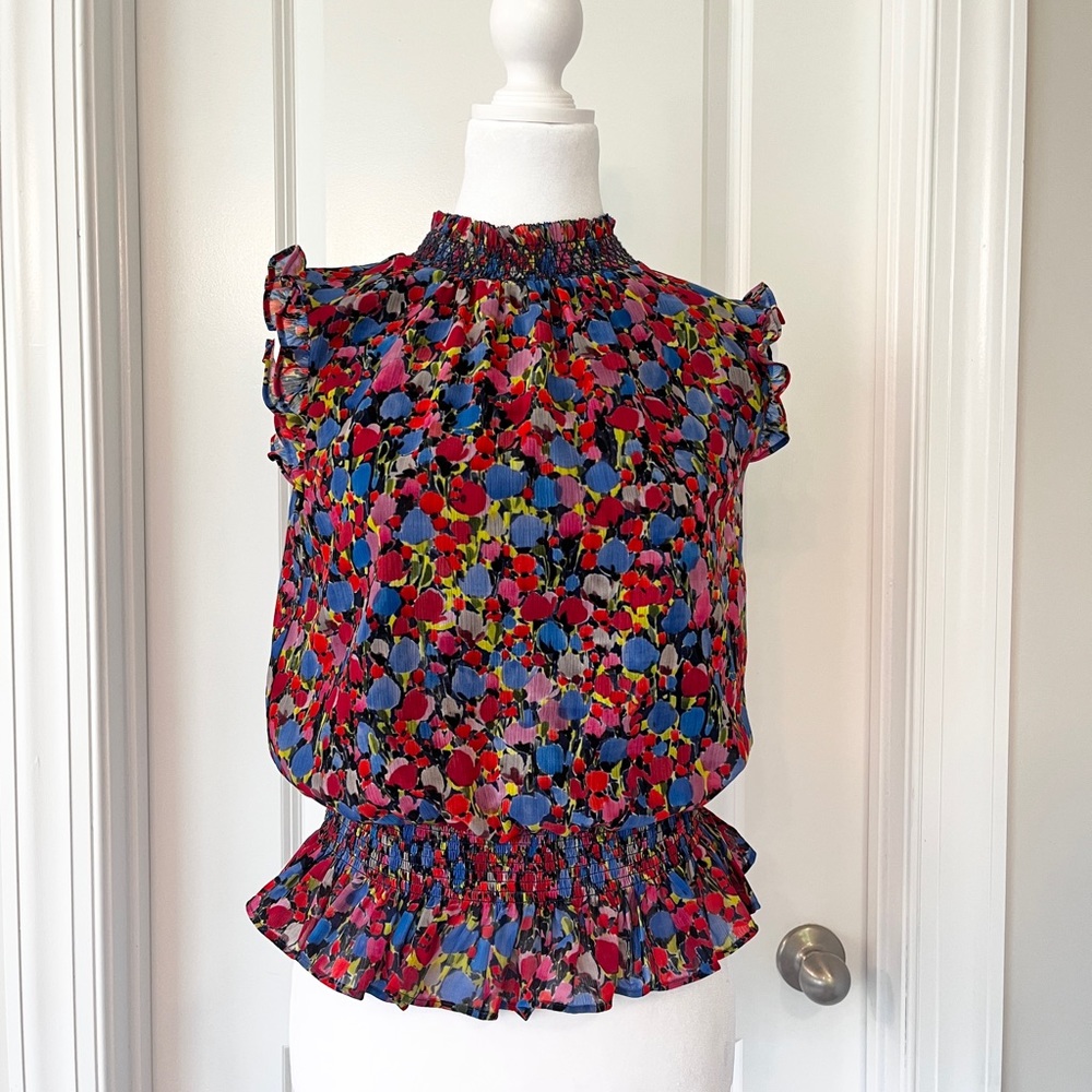 NWT J Crew Size 0 Multicolor Peplum Sleeveless Top